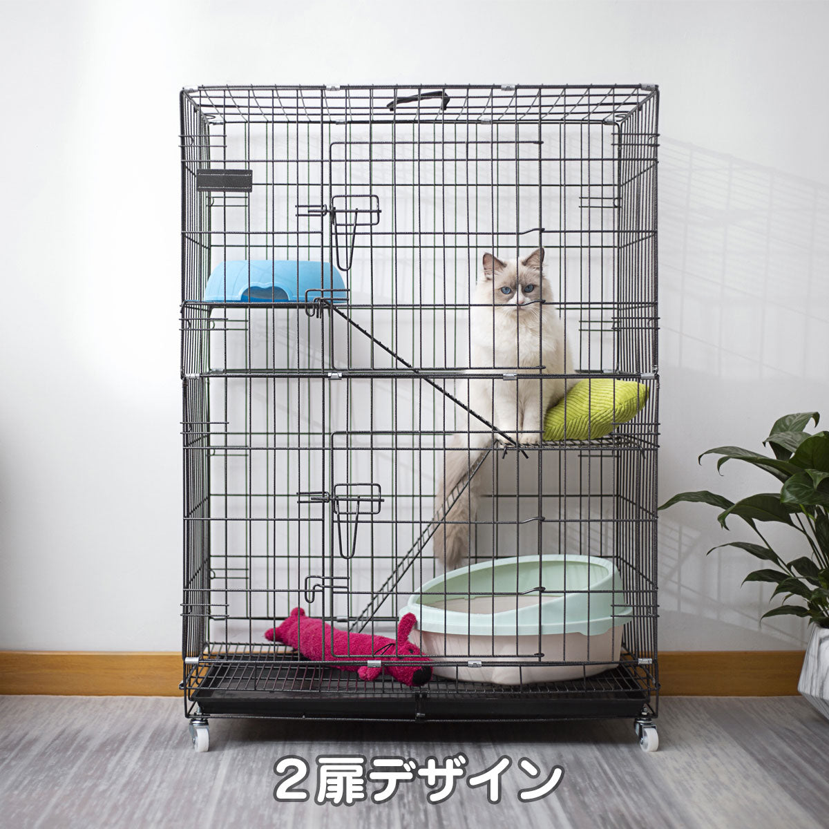 【期間限定15％OFFクーポン】 猫 ネコ ゲージ 猫ケージ 猫ゲージ キャットケージ キャットゲージ 4段 送料無料 選べる２サイズ スリム おしゃれ ねこ 折りたたみ式 折り畳み  名札付き 室内用 屋内用 ペット キャット 大型 多頭 キャスター付き  送料無料