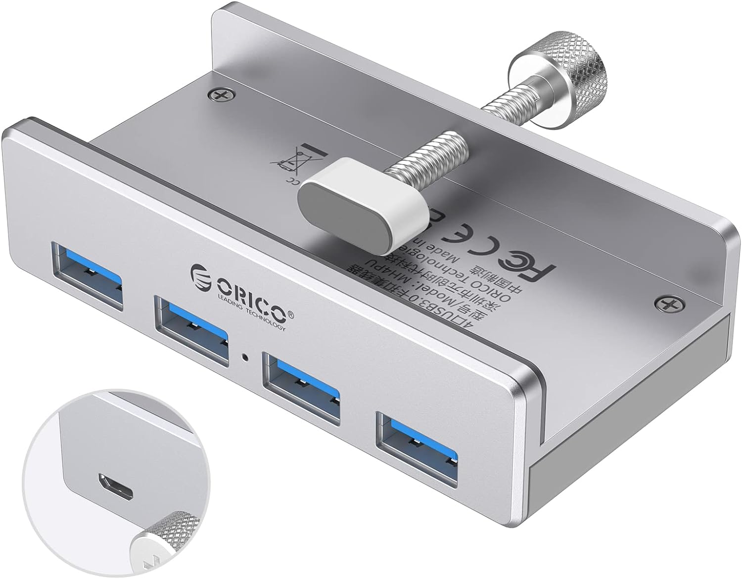ORICO USB3.0ハブ 4ポート クリップ式 5Gbps高速 5V/2A給電ポート付き バスパワー/セルフパワー アルミHUB パソ –  1588通販