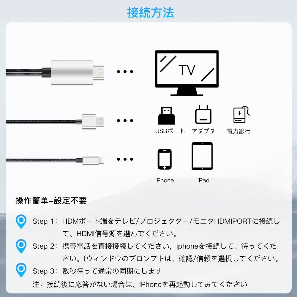 2023 新型】i-phone hdmi変換ケーブル OOOUSE iPhone/iPad対応 av