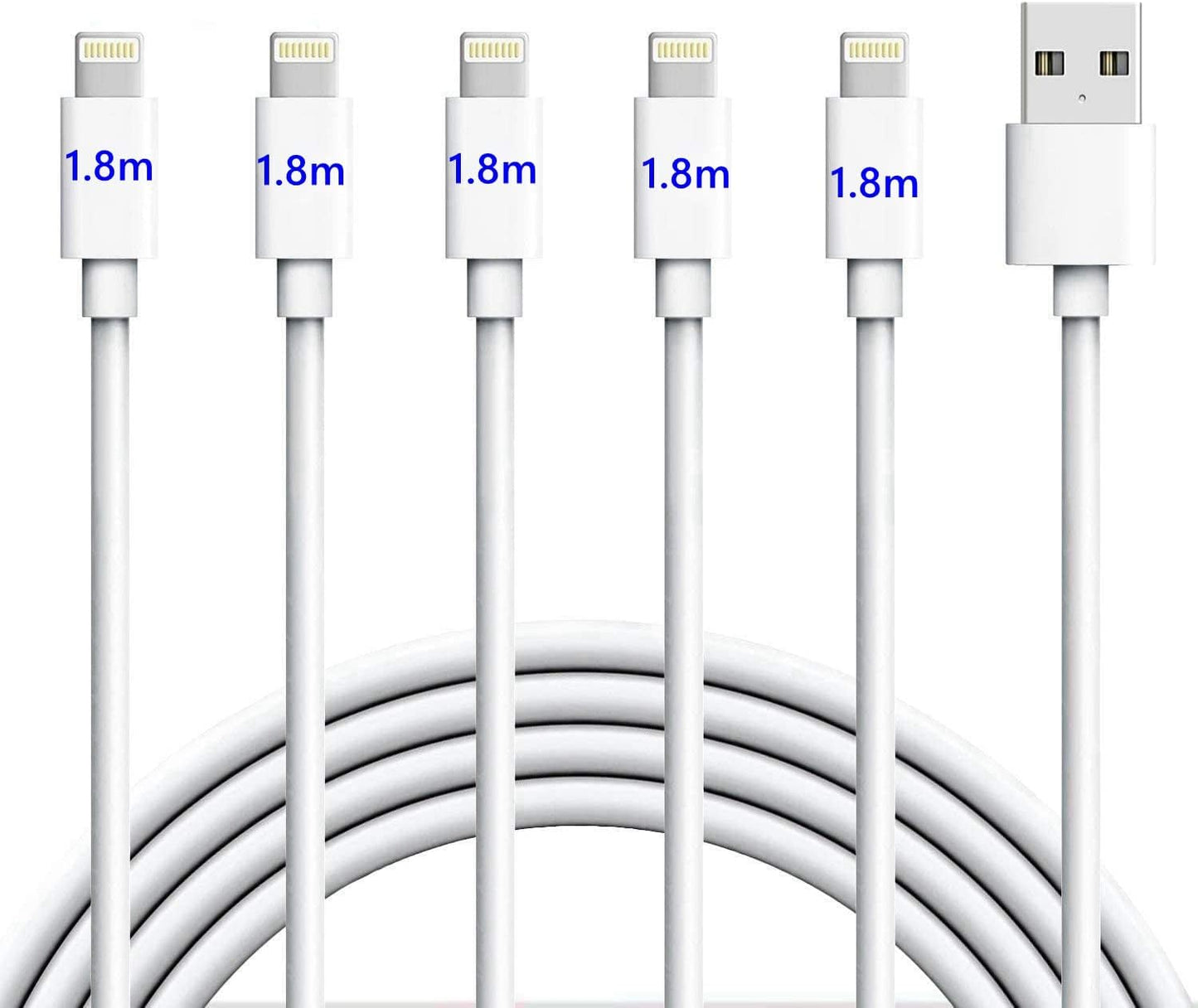 iPhone 充電ケーブル ライトニングケーブル 1.8M 5本MFi認証セット アイフォン 充電ケーブル USB 充電コード Lightnin