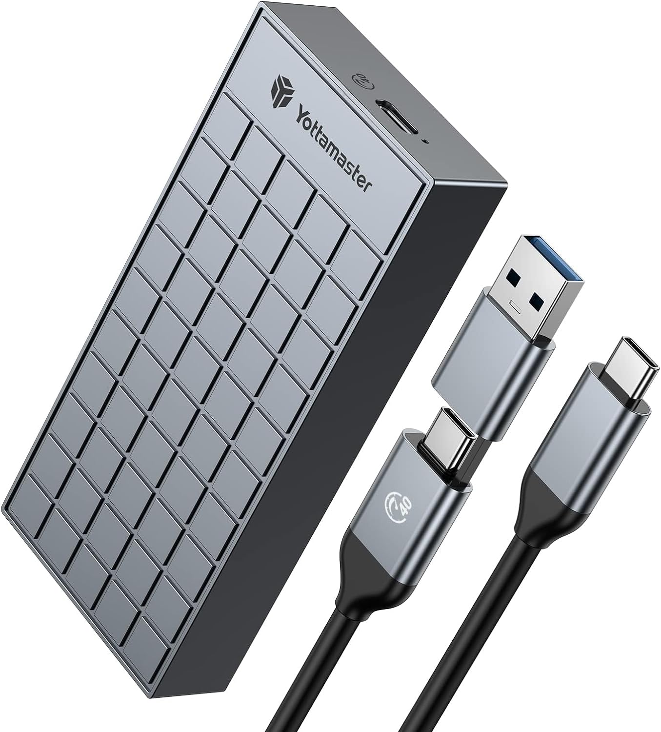 M.2 SSD 外付けケース 40Gbps超高速 高放熱 氷たい感じのデザイン USB4 Thunderbolt3/4 NVMe M2 SSDケース  USB3.2/3.1/3.0互換性あり 高度なアルミ製 M.2 SSD外付け エンクロージャ 高速2in1 USB4 C-C/Aケーブル 付き ...