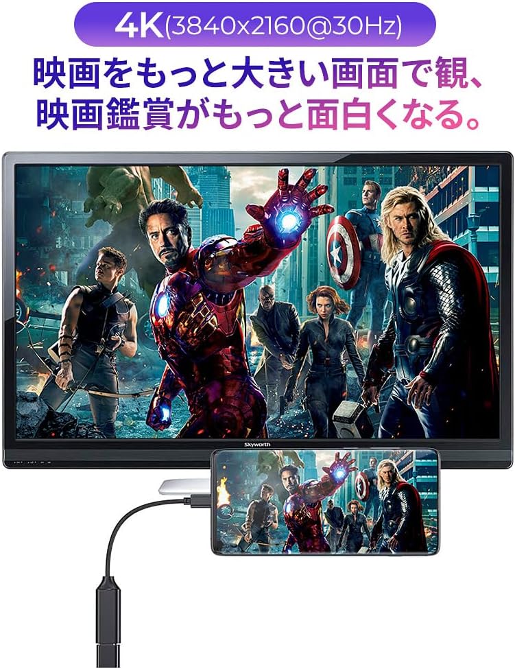 USB C HDMI 変換アダプター RayCue タイプ C HDMI 変換ケーブル 4K タイプ C HDMI 変換コネクター  Thunderbolt 3/4 デバイス MacBook Pro/Air, iPad Pro/Air, Samsung Galaxy S9/S8,  Surface ...