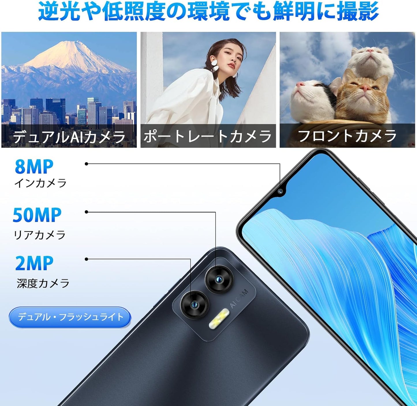 スマホ 2023 SIMフリー スマホ 本体 15GB+128GB ブラック ...