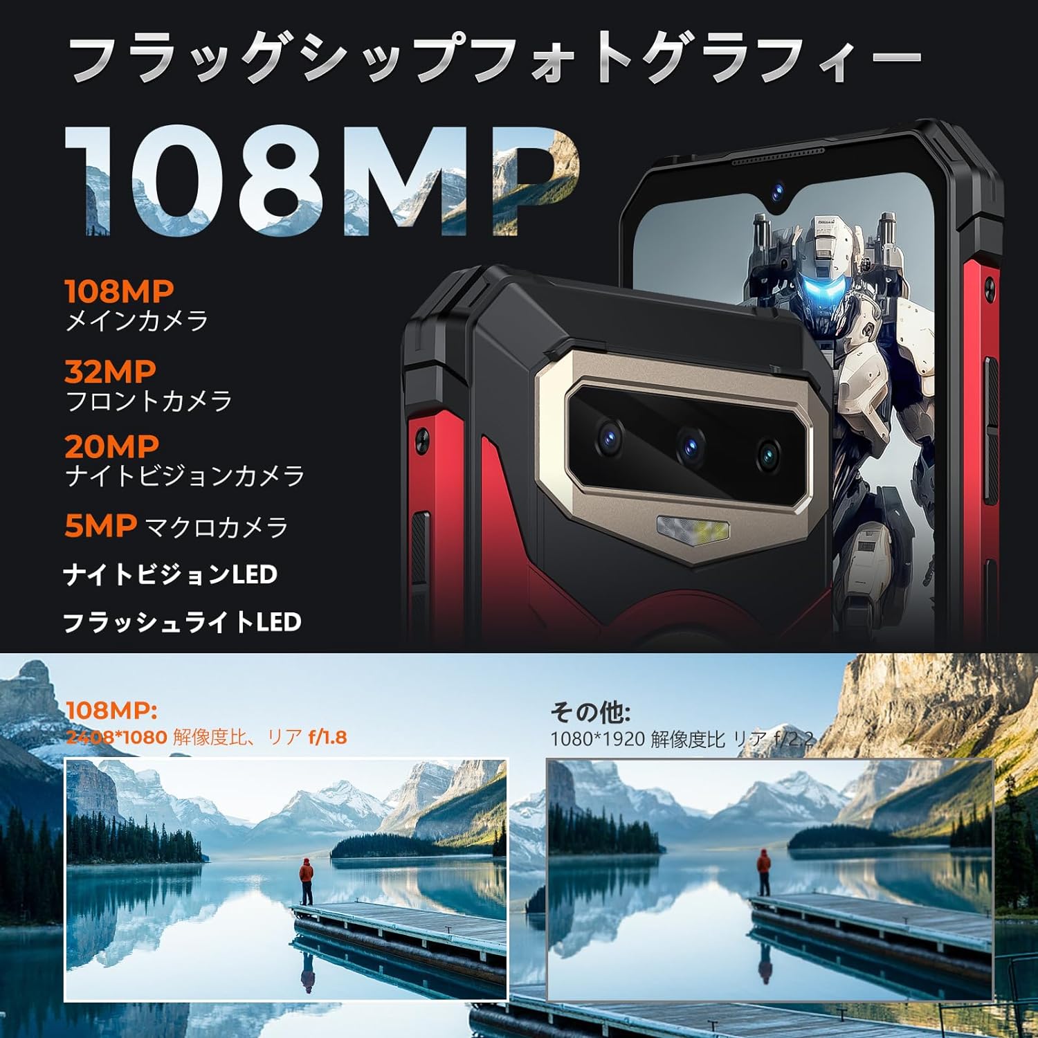 FOSSiBOT F102 Android13 SIMフリー スマホ 本体 20GB RAM + 256GB ROM