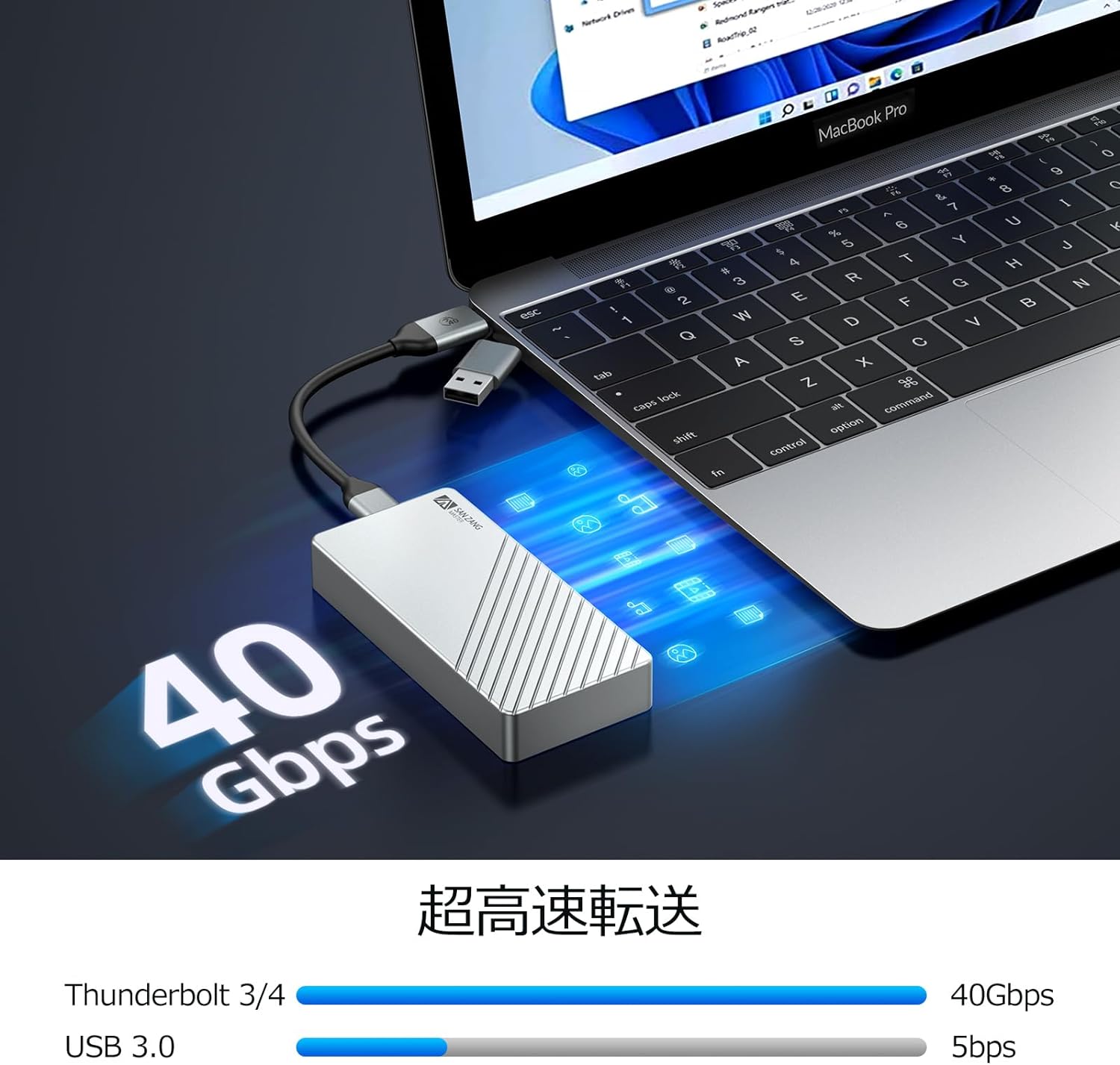 M.2 SSD 外付けケース40Gbps USB4.0 NVMe M.2 SSDケース 高放熱